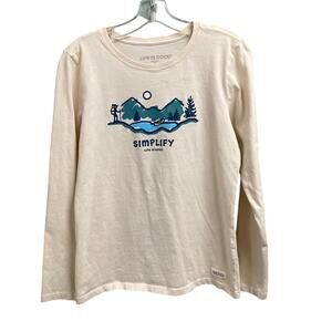 Life Is Good Crusher Tee Graphic Mountains Simplify Womens Small Casual Gorp